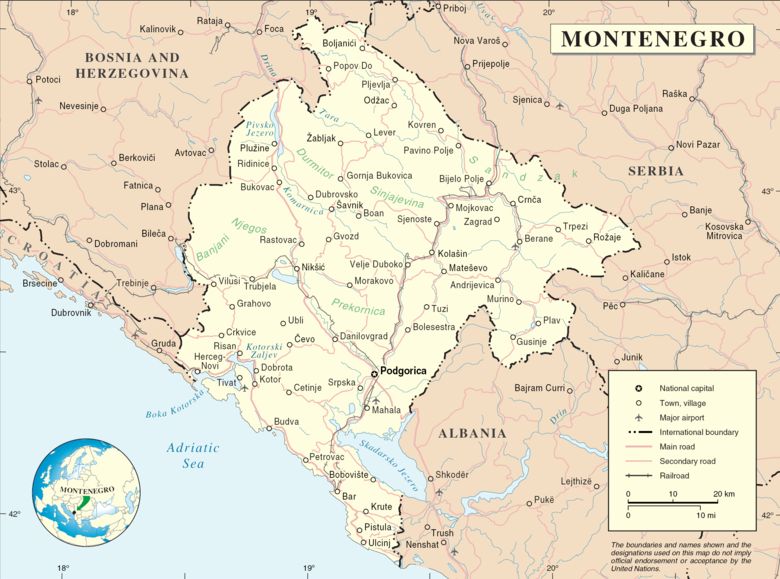 Map of Montenegro