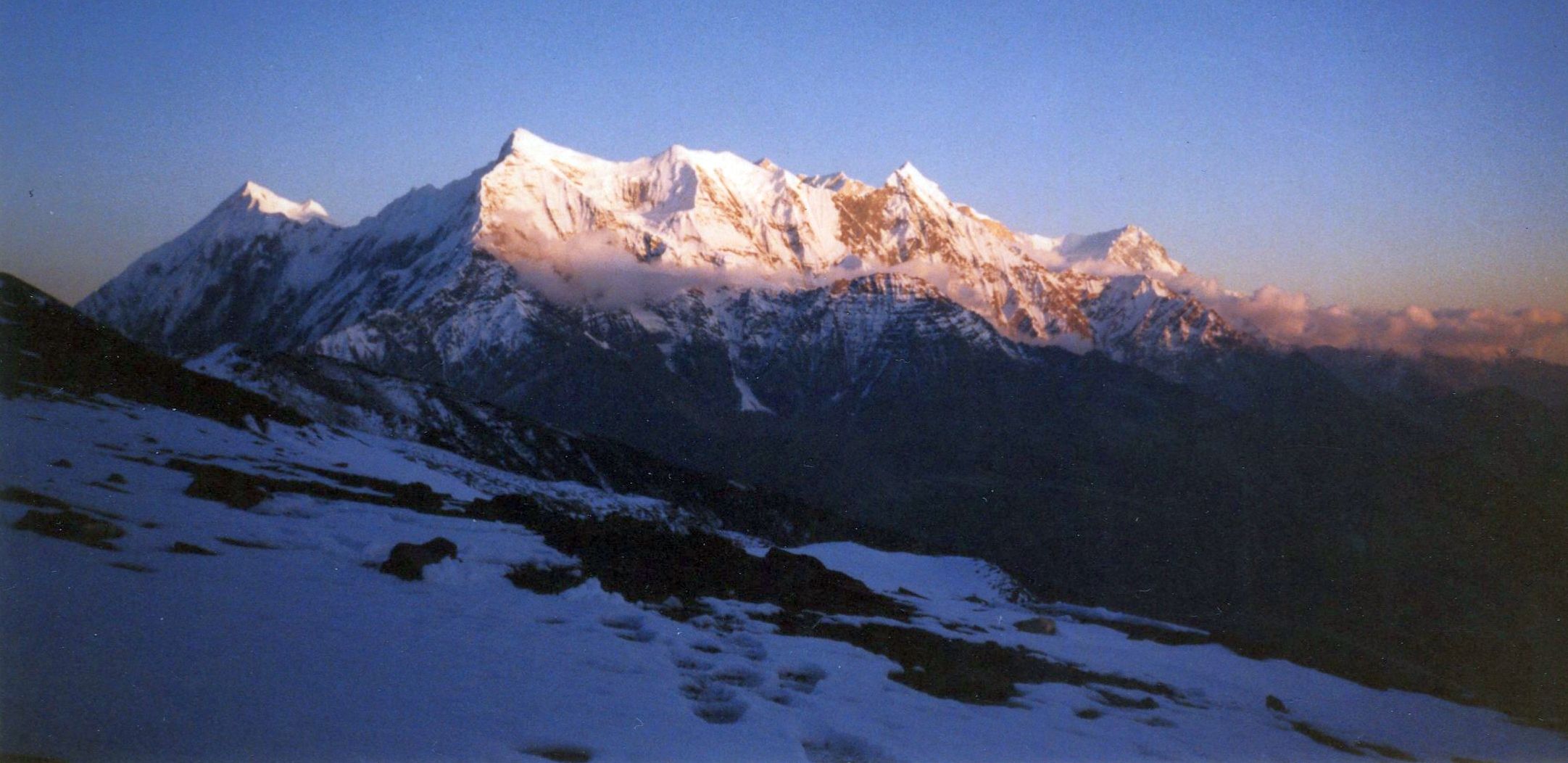 Sunset on the Nilgiri Peaks above Kali Gandaki Valley