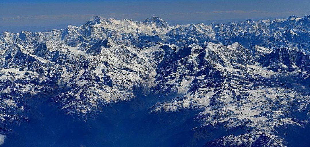 Aerial view of Cho Oyu and Gyachung Kang