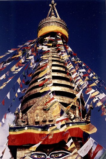 Stupa at Swayambunath ( Monkey Temple ) in Kathmandu