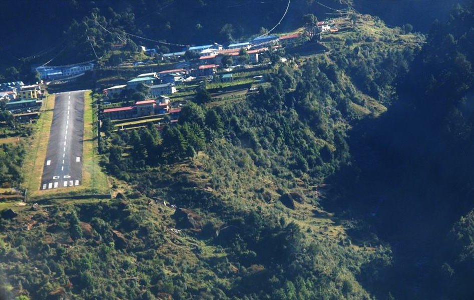 Aerial view of Lukla Aiport