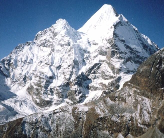 Peak 6 ( Mount Tutse ) from above Shershon in the Barun Valley in the Makalu Region of the Nepal Himalaya