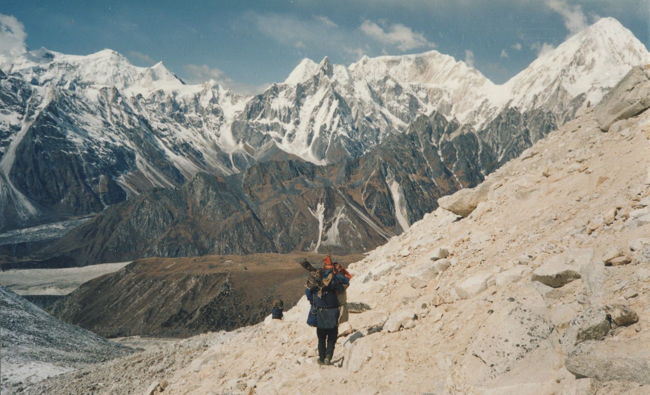 The Peri Himal from the Larkya La on circuit of Mount Manaslu in the Nepal Himalaya