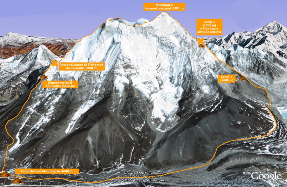 Route of traverse of Menlungtse