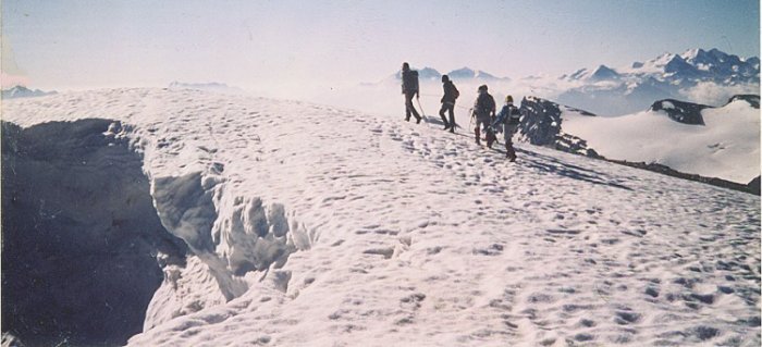 24th Glasgow ( Bearsden ) Scout Group Approaching summit of the Wildstrubel in the Bernese Oberlands Region of the Swiss Alps