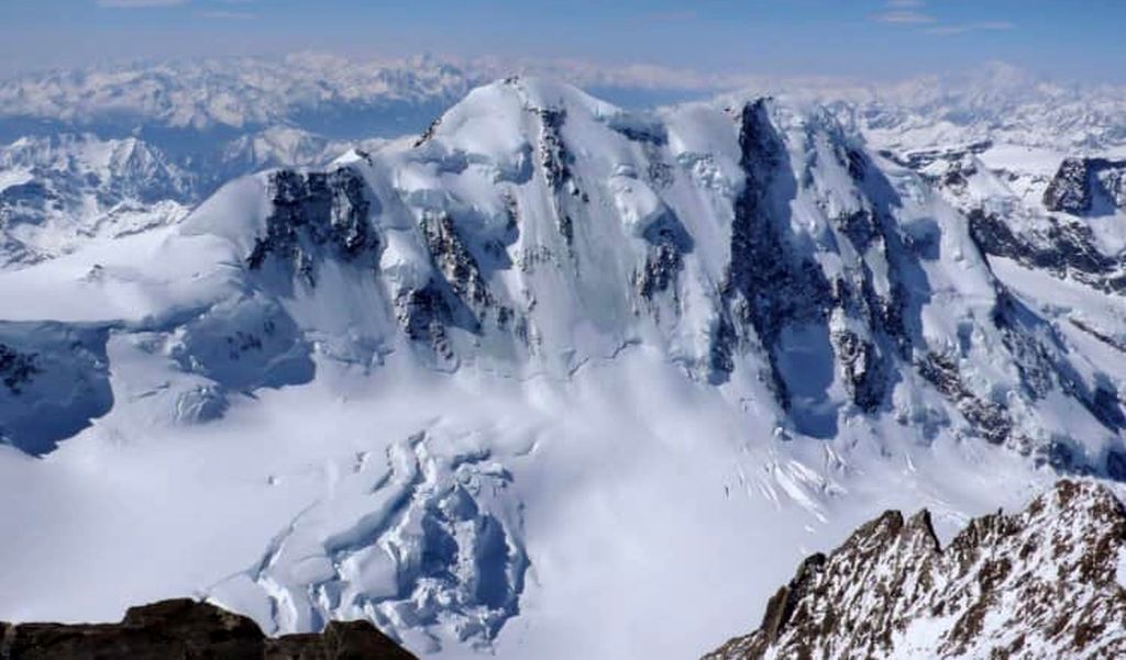 Lyskamm from Monte Rosa above Zermatt ( Valais ) region of the Swiss Alps