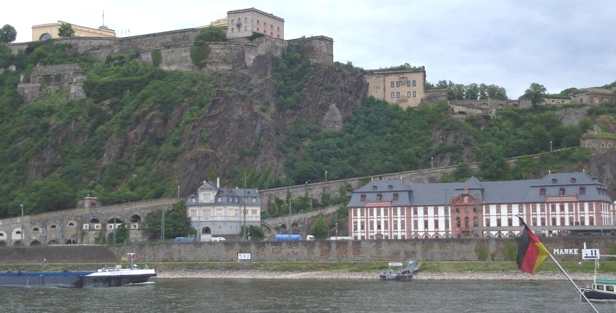 Ehrenbreitstein Castle above the Rhine at Koblenz in the Eifel Region of Germany