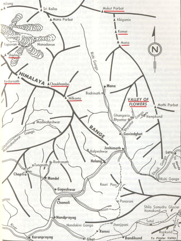 Map of the Garhwal Region of India