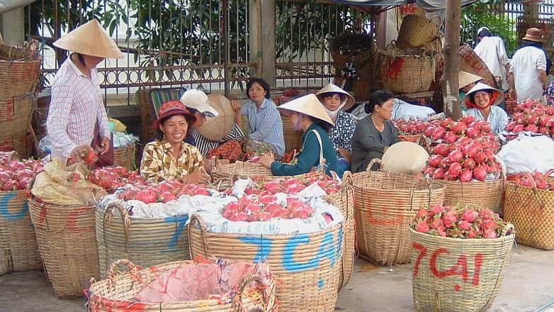 Fruit market at Mytho on the Mekong Delta