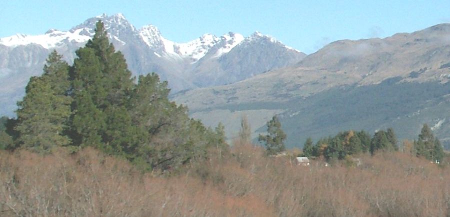 Southern Alps from Glenorchy at head of Lake Wakatipu in South Island of New Zealand