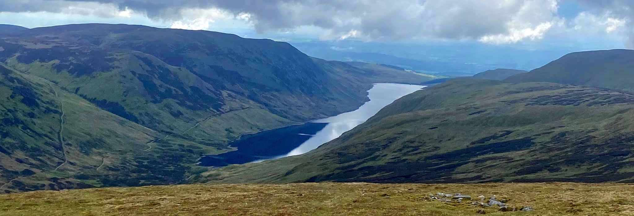 Auchnafree Hill and Loch Turret from Ben Chonzie