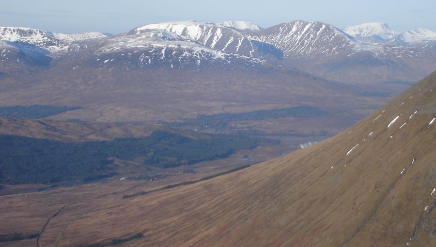 Stob Ghabhar in the Black Mount and Ben Nevis from Beinn Odhar