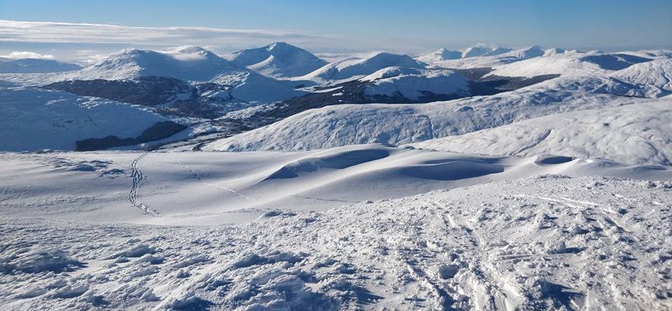 View from Ben Challum of Ben Oss, Beinn Dubhchraig and Ben Lui