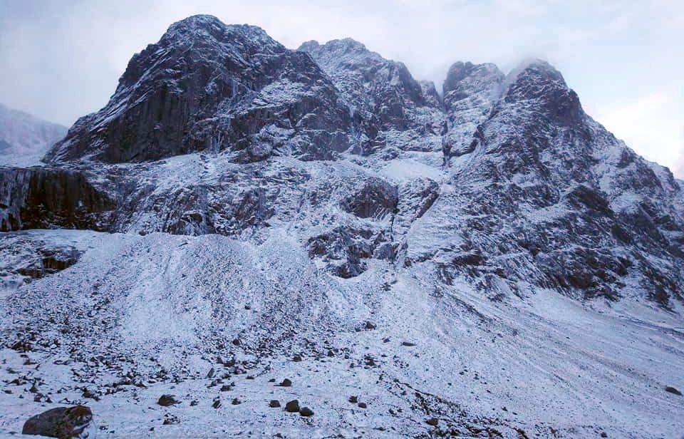 Castle Ridge on Ben Nevis in winter