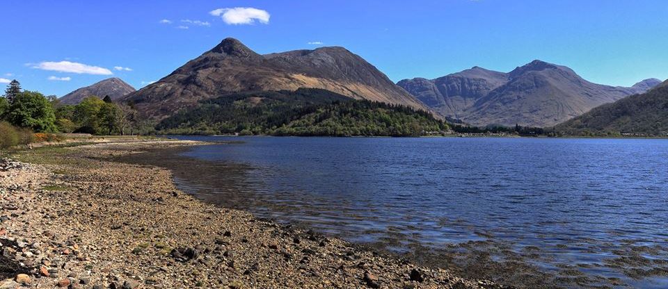 Pap of Glencoe and Bidean nam Bian across Loch Leven