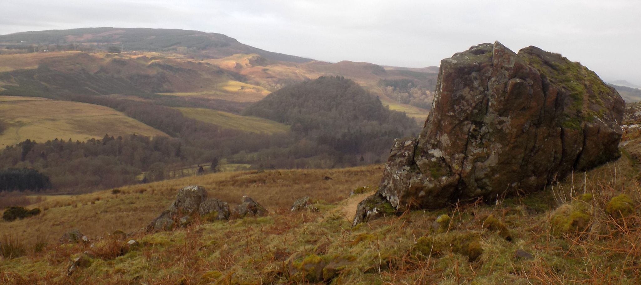 Auchineden Hill and Dumgoyach on ascent to the escarpment of the Campsie Fells