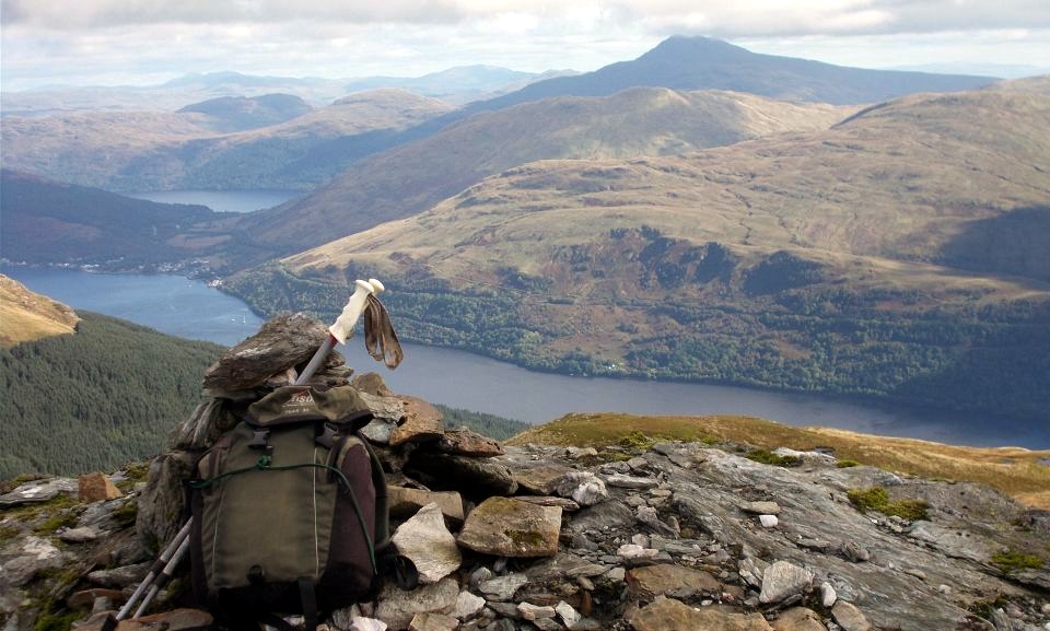 Ben Lomond above Loch Lomond and Loch Long from Cnoc Coinnich