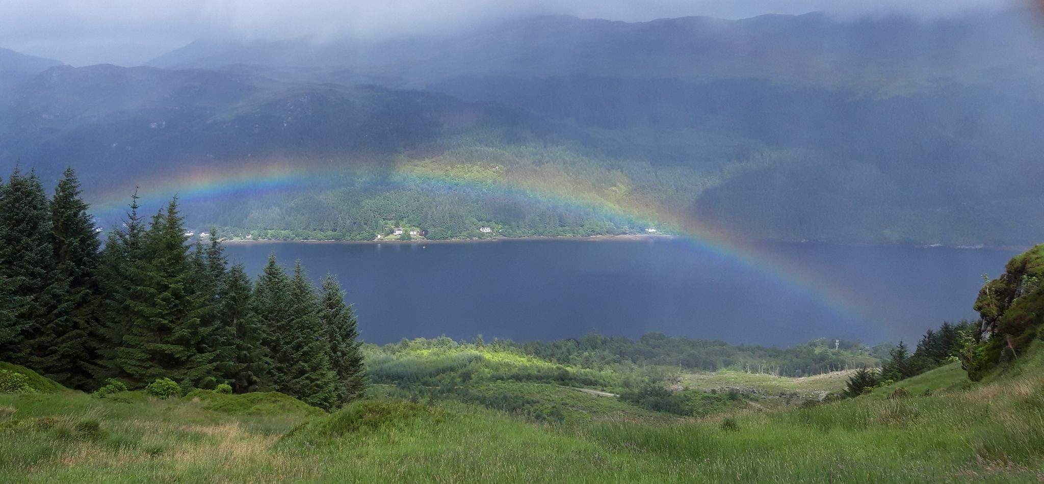 Rainbow above Loch Goil on descent from Cruach nam Miseag