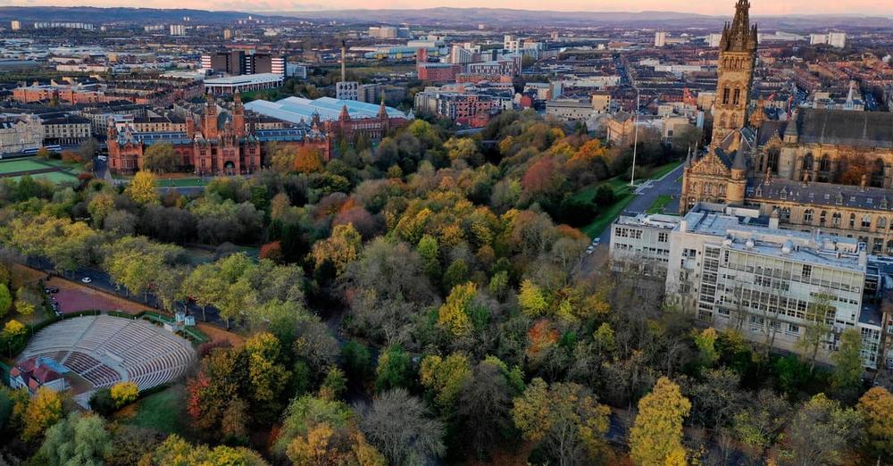 Aerial view of Glasgow Museum and Art Gallery at Kelvingrove