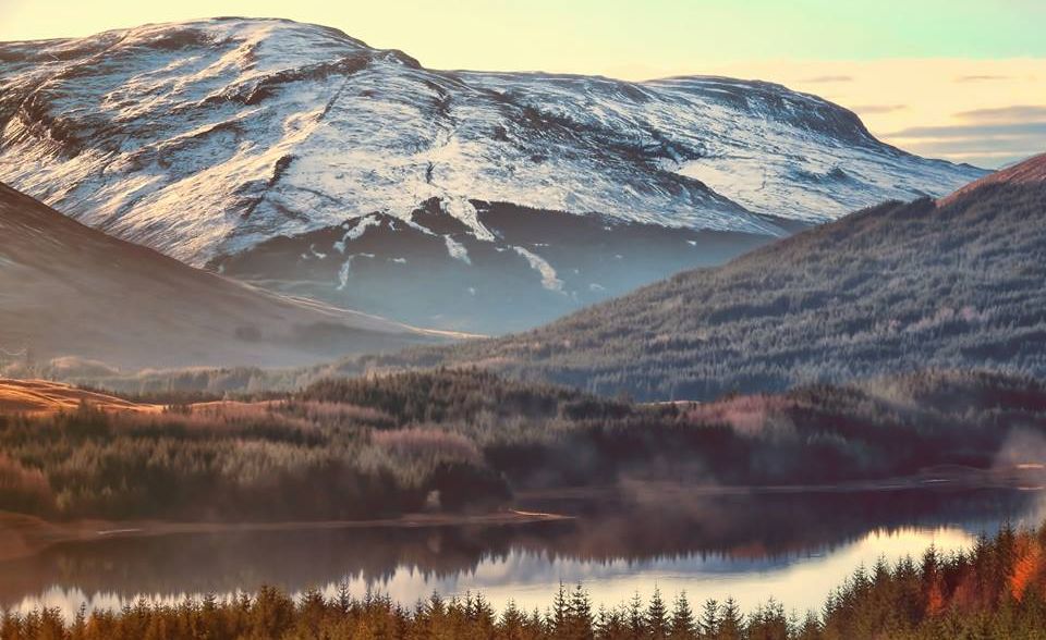 Stob Ghabhar in the Black Mount from Loch Tulla in Glencoe