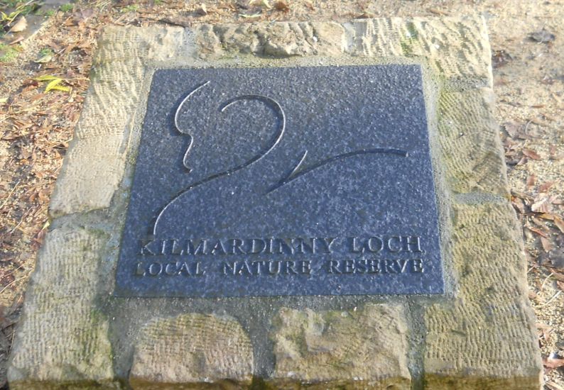 Sign at Kilmardinny Loch nature reserve in Bearsden