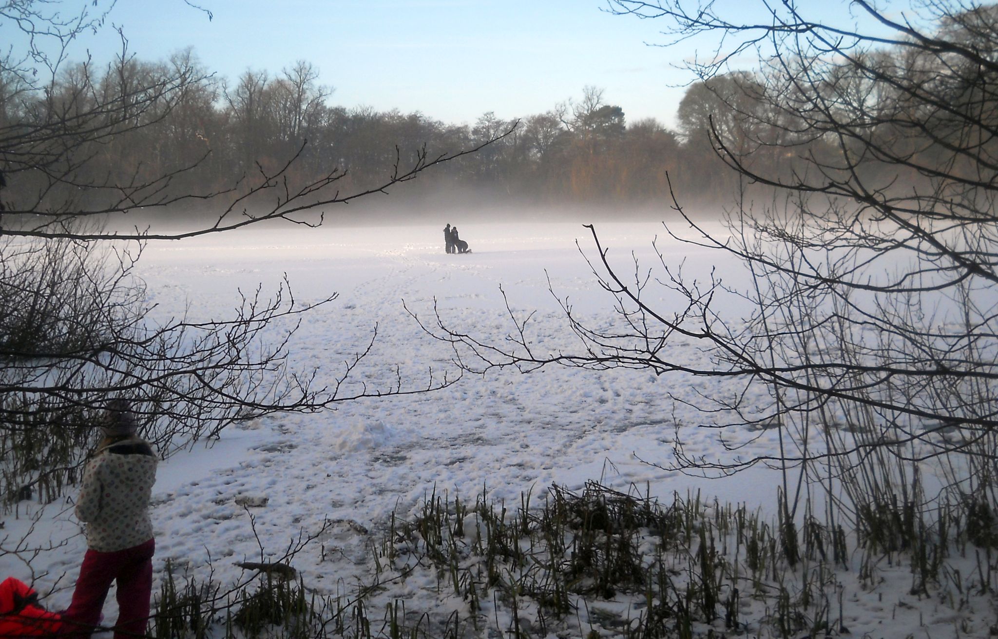 Winter snow scene at Kilmardinny Loch in Bearsden