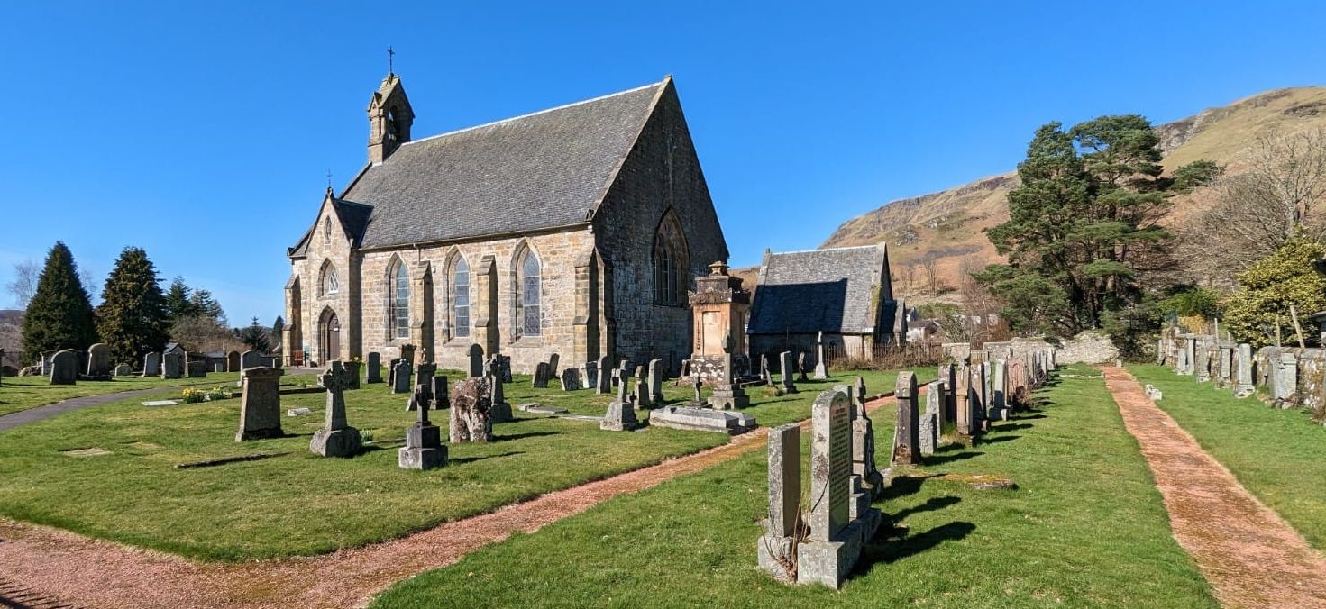 Strathblane Parish Church beneath the Campsie Fells