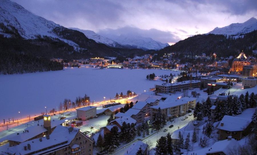 St. Moritz illuminated at night