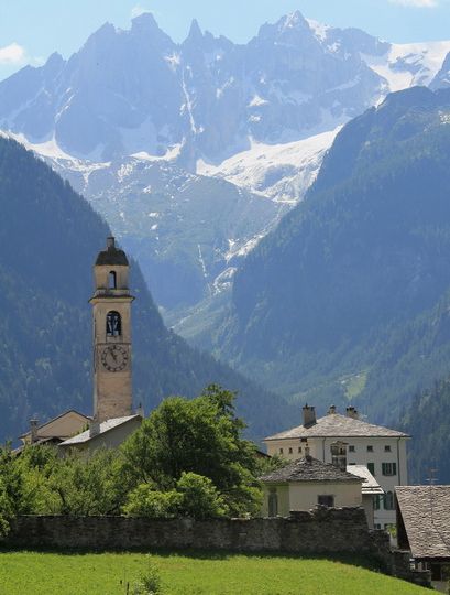 Alpine summits from Carona in SE Switzerland