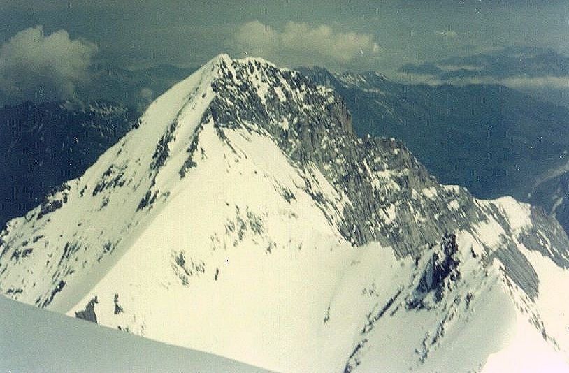 Eiger ( West Flank - normal ascent route ) and Mittelegi Ridge from the Monch