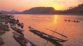 Tropical Sunset on the Mekong River at Luang Prabang in Laos