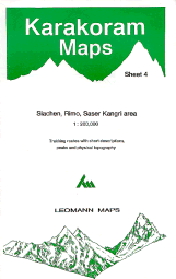 Karakorum Map 4: Siachen, Rimo, Saser Kangri Area